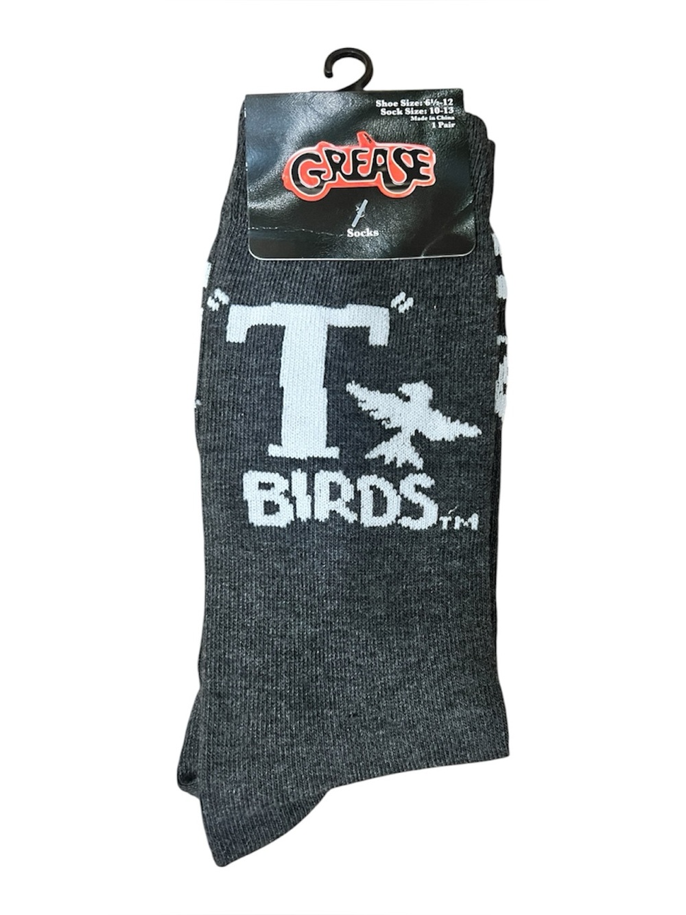 Grease T Birds Gray Casual Crew Socks